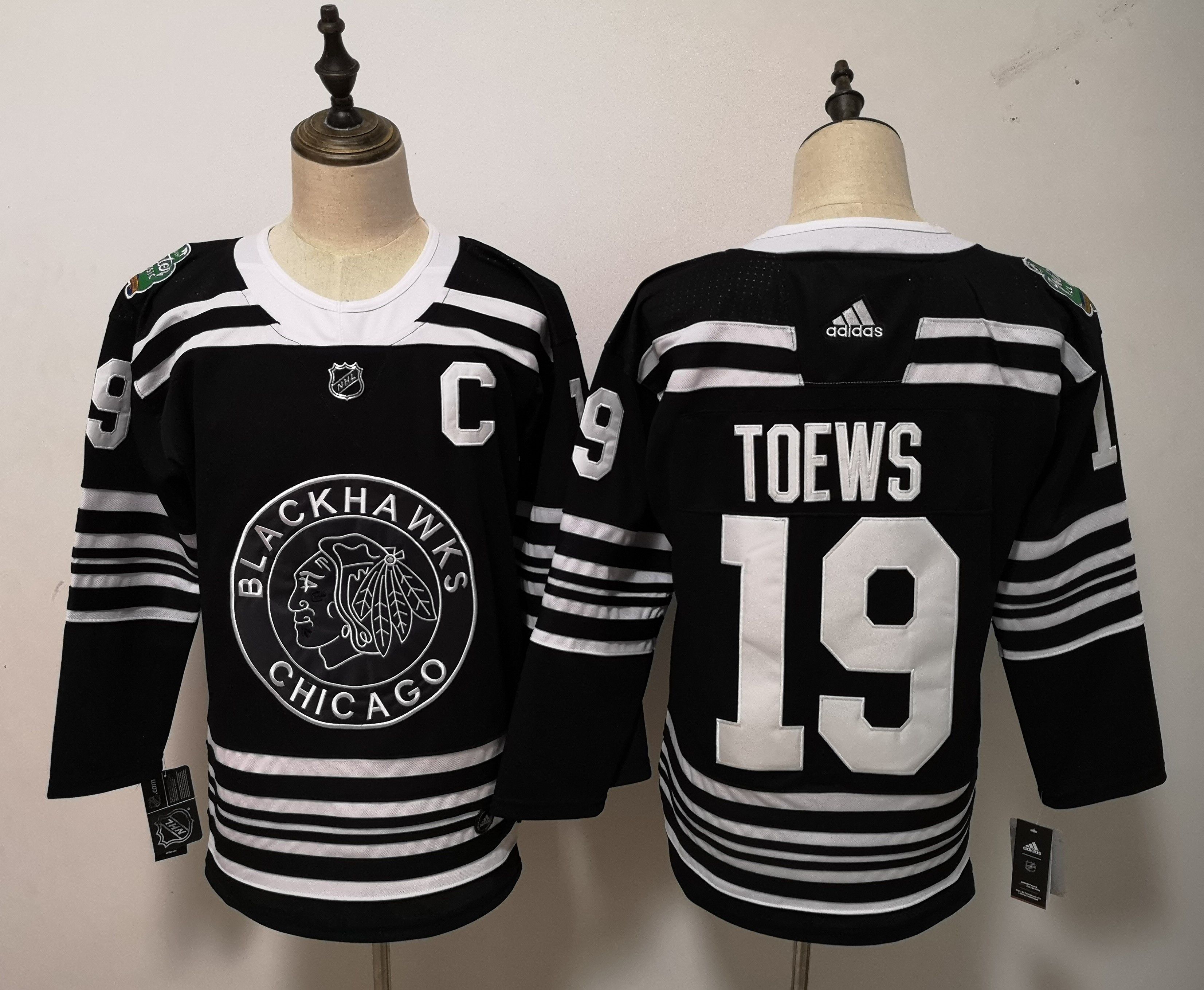 Men Chicago Blackhawks #19 Toews Black Adidas Authentic Winter Classic NHL Jersey->chicago blackhawks->NHL Jersey